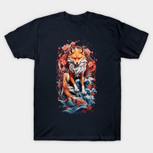 Kitsune fox, Japanese wave T-Shirt